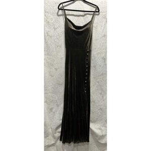 Revelry Velvet Maxi Dress Spaghetti Strap Cowl Neck Button Front Olive Size 20